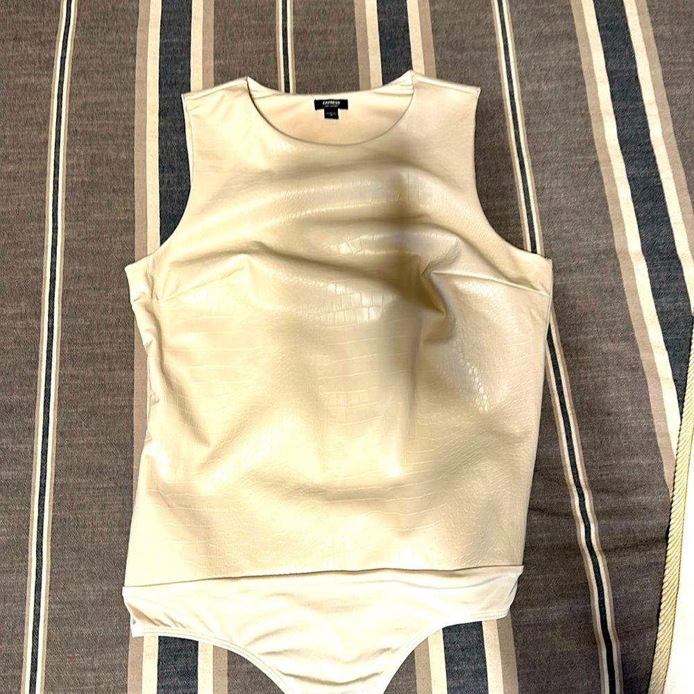 Express Tan Faux Snakeskin Bodysuit